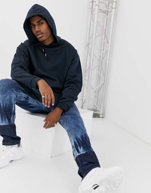 ASOS DESIGN oversized hoodie in navy, ASOS