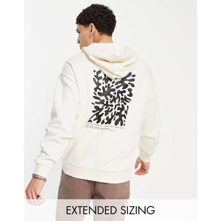 ASOS DESIGN oversized hoodie in off white with New York city skyline print