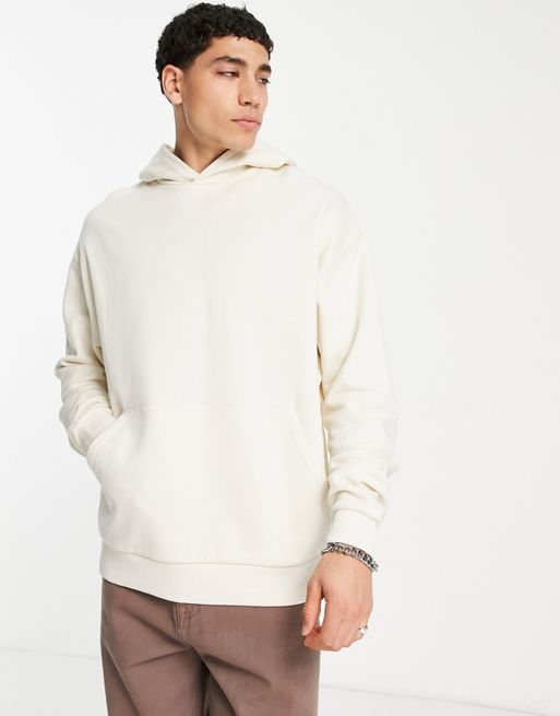 ASOS DESIGN oversized hoodie in off white with New York city skyline print