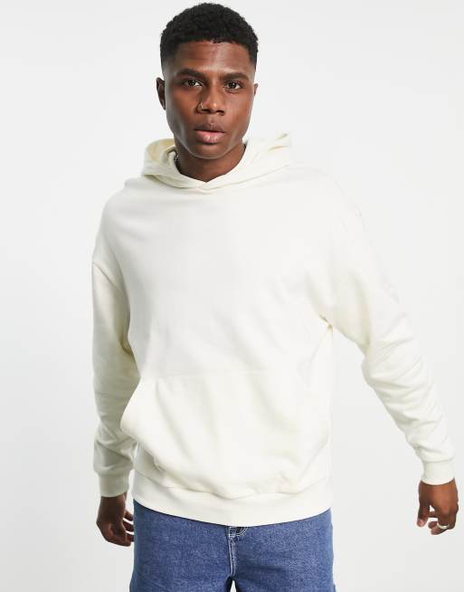 ASOS DESIGN oversized hoodie in off white with abstract back print