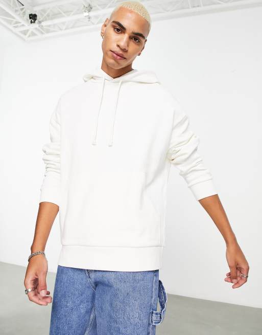 ASOS DESIGN oversized hoodie in off white with New York city skyline print