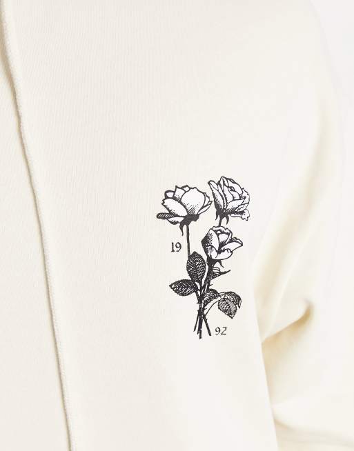 Off white outlet rose embroidered hoodie