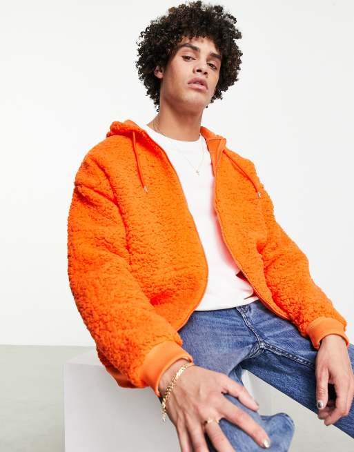 ASOS DESIGN oversized hoodie in orange teddy borg | ASOS