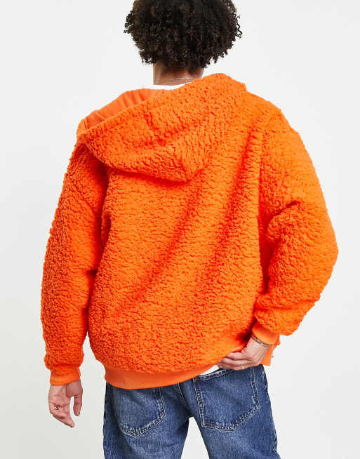 ASOS DESIGN oversized hoodie in orange teddy borg | ASOS