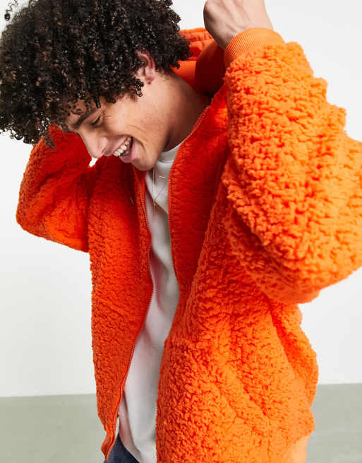 ASOS DESIGN oversized hoodie in orange teddy borg | ASOS
