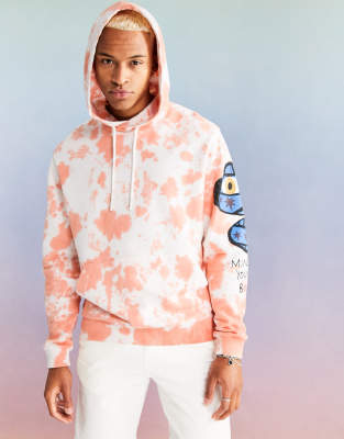 white and orange tie dye hoodie