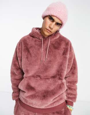 Pink fur 2024 hoodie mens