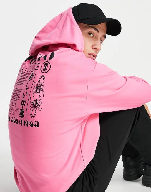 ASOS DESIGN oversized hoodie in pink with back print