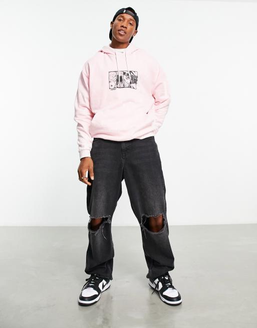 Pink oversized hot sale hoodie mens