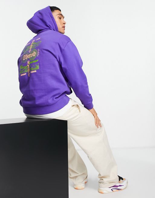 ASOS DESIGN oversized washed purple hoodie in reverse loopback