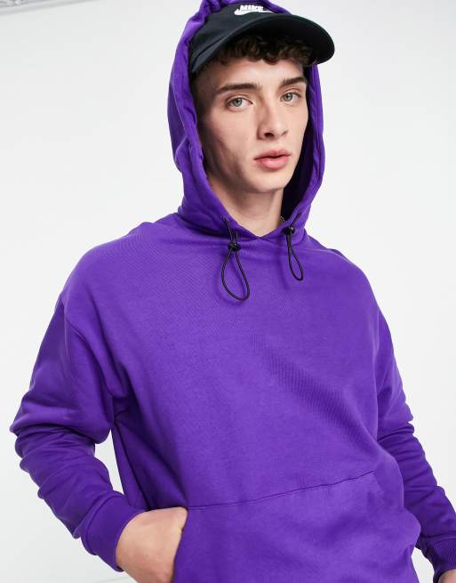 ASOS DESIGN oversized hoodie in purple with toggle neck detail