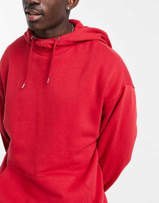 ASOS DESIGN oversized hoodie in red with insert hood