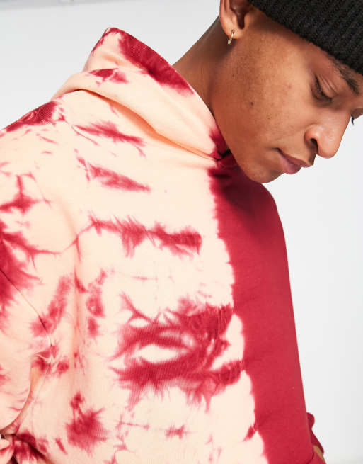 ASOS DESIGN oversized hoodie in red with placement tie dye | ASOS