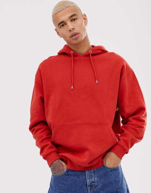 ASOS Heavyweight Oversized Hoodie in Red for Men