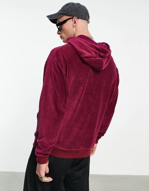 Burgundy velour hoodie best sale