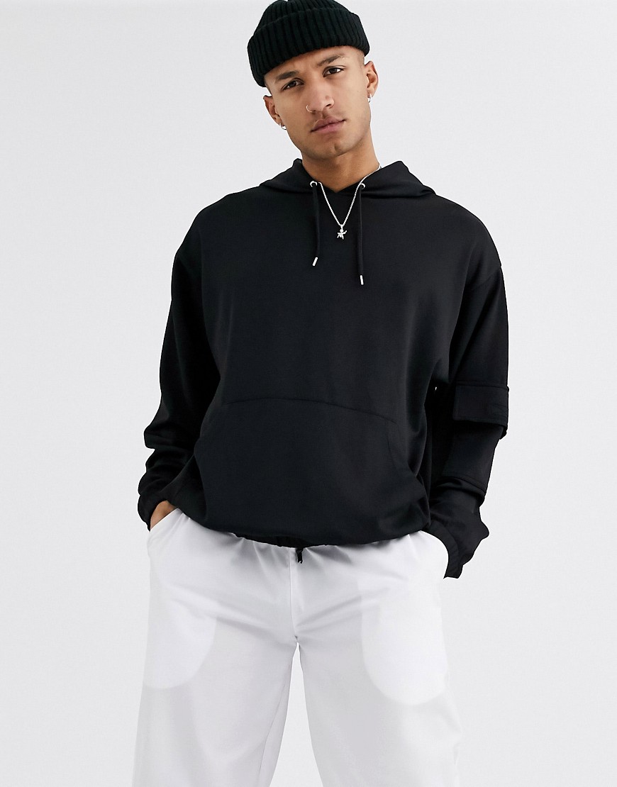 ASOS DESIGN oversized hoodie in scuba fabric-Black