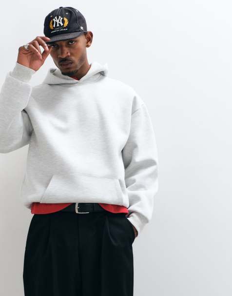 ASOS DESIGN oversized hoodie in scuba-stof in grijs gemêleerd - view 1