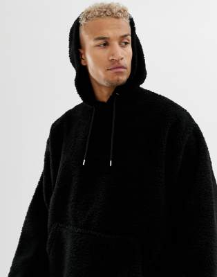 asos oversized hoodie in borg