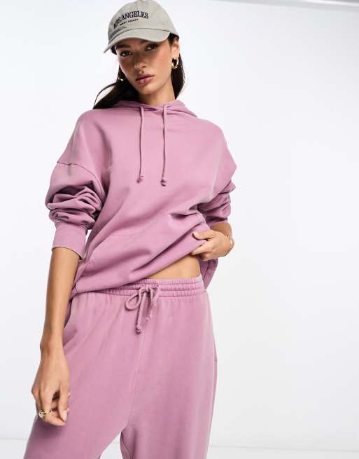 ASOS DESIGN Oversized hoodie in washed aubergine - part of a set, 2 of 4