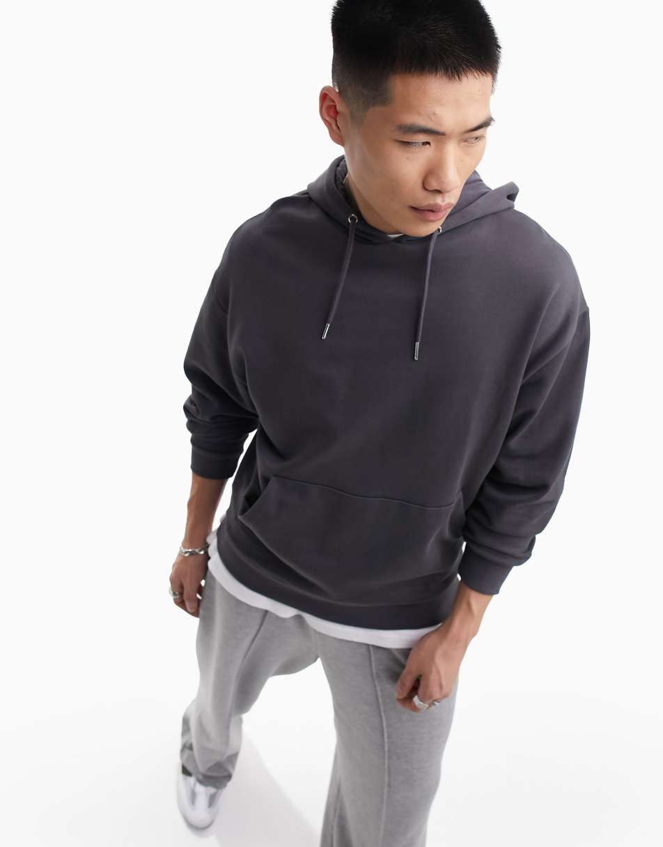 Weekday oversized half zip sweatshirt in washed black