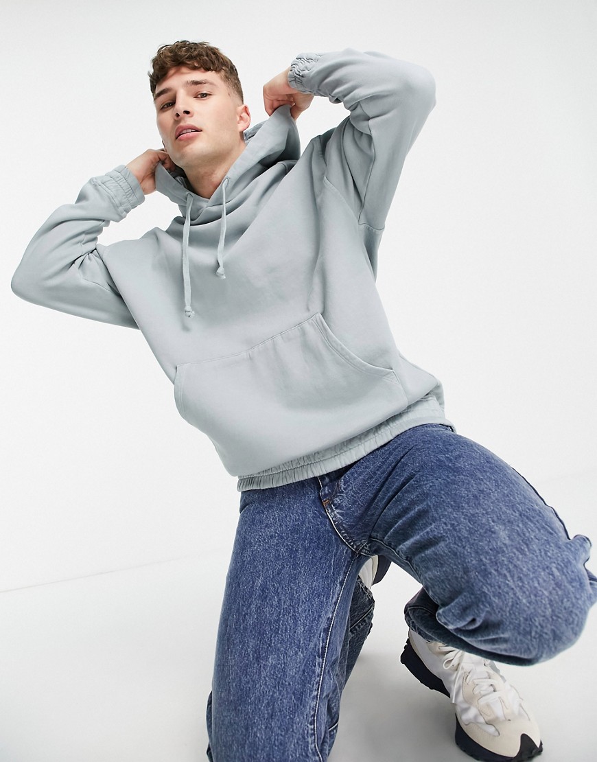 ASOS DESIGN oversized hoodie in washed blue gray-Grey