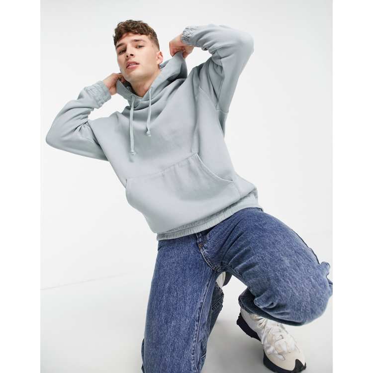 Grey hoodie with blue writing hot sale