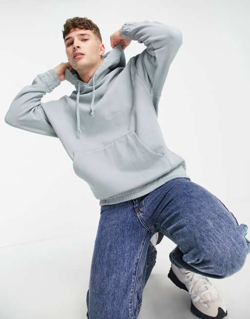 ASOS DESIGN oversized hoodie in washed blue gray