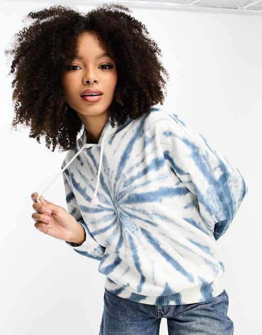 ASOS DESIGN oversized hoodie in washed blue tie dye