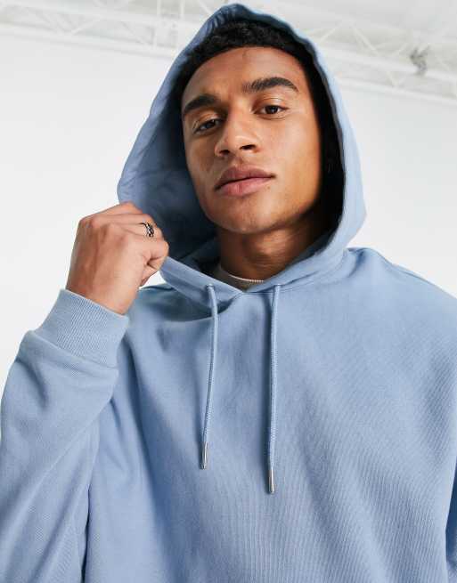 Garment Dyed Oversized Hoodie, Medium blue