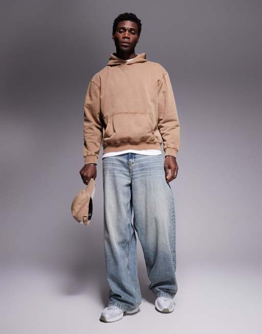 ASOS DESIGN oversized hoodie in washed brown - part of a set