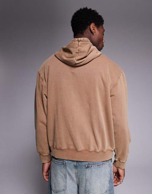 ASOS DESIGN oversized hoodie in washed brown - part of a set
