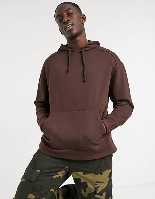 ASOS DESIGN oversized hoodie in washed brown | ASOS