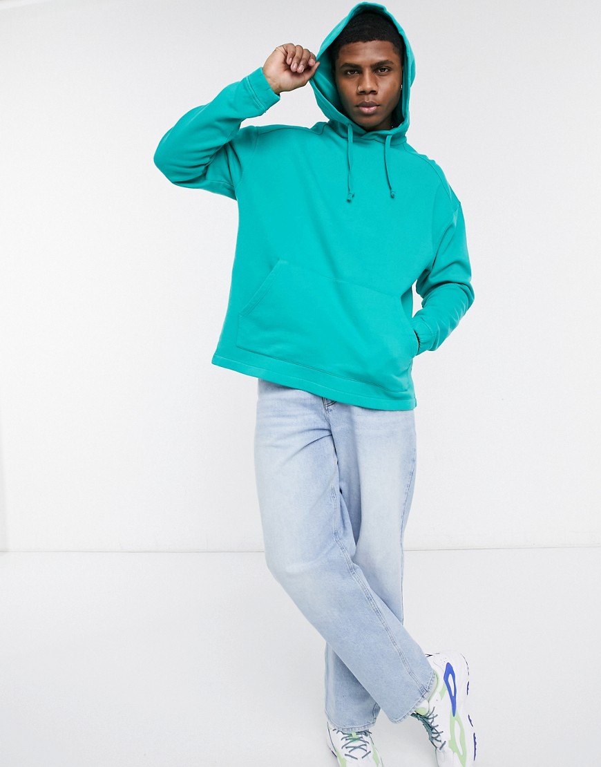 ASOS DESIGN oversized hoodie in washed green-Blues