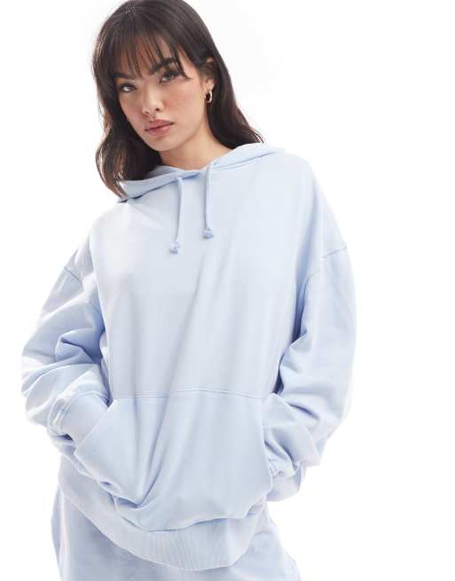 ASOS DESIGN oversized hoodie in washed pastel blue