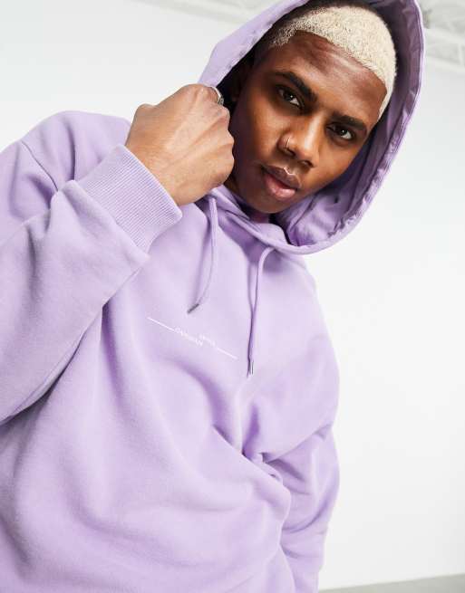 ASOS DESIGN oversized hoodie in washed purple with text print part of a set