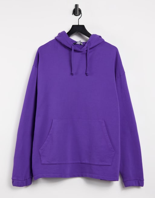 ASOS Design Super Oversized Zip Through Hoodie in Washed Purple