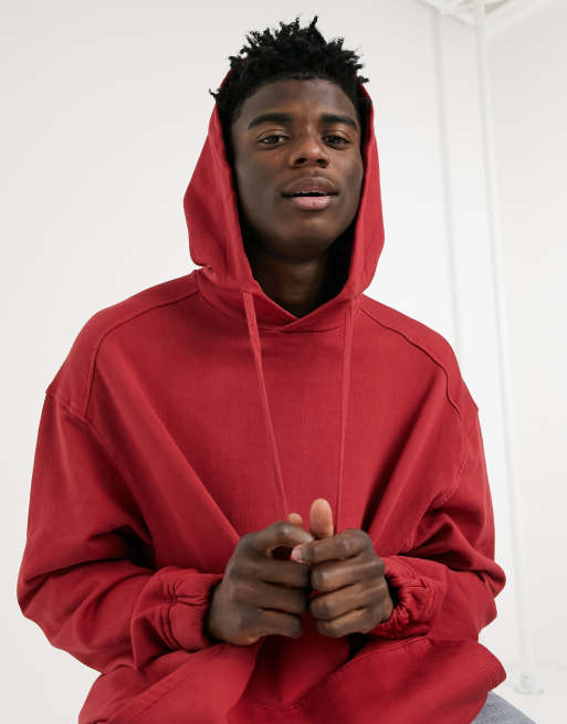 ASOS DESIGN oversized hoodie in washed red | ASOS