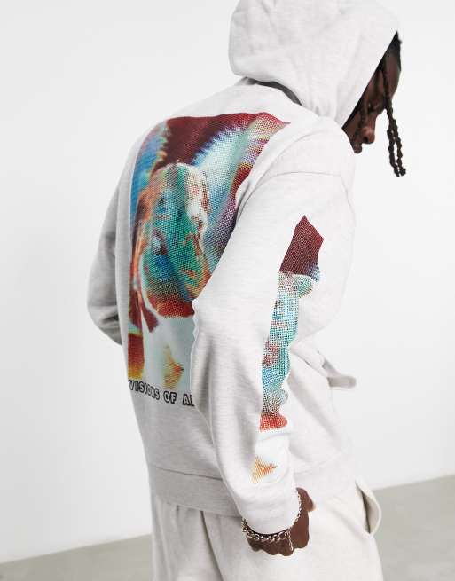 White hoodie back print hot sale