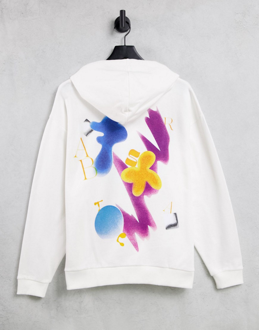 ASOS DESIGN oversized hoodie in white with abstract art back print