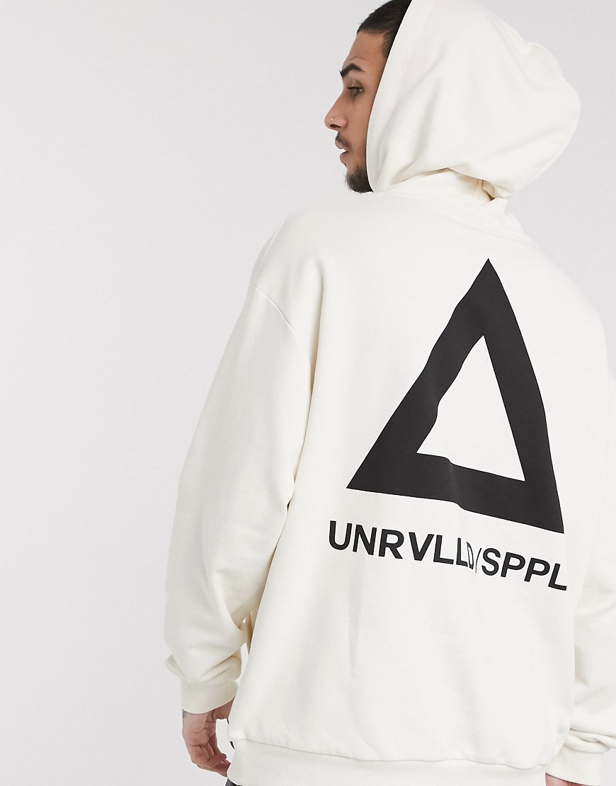 ASOS DESIGN oversized hoodie in white with back triangle print