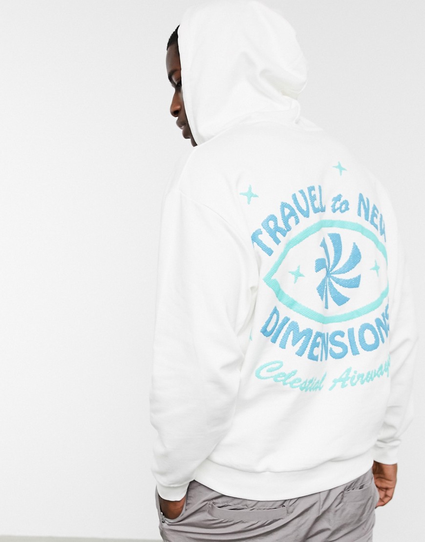 ASOS DESIGN oversized hoodie in white with day social print