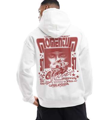 ASOS DESIGN oversized hoodie in white with front print and photographic back print