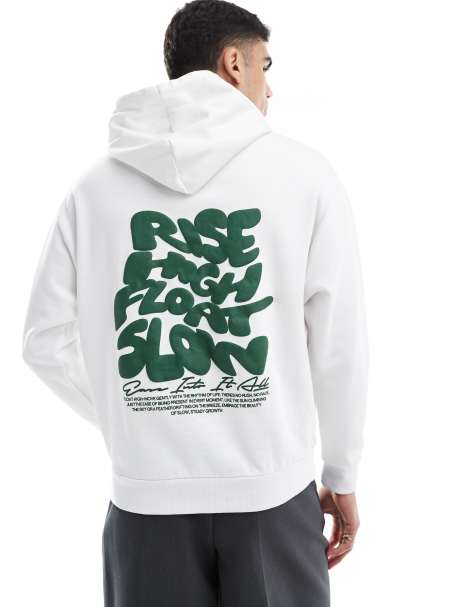 ASOS DESIGN - Oversized hoodie met bolle print in wit - view 1