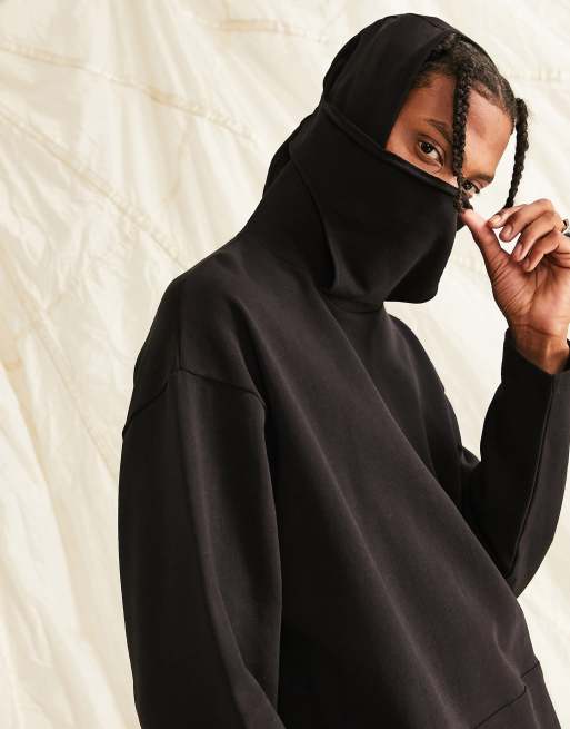 ASOS DESIGN - Oversized hoodie met capuchon in bivakmuts-stijl in zwart