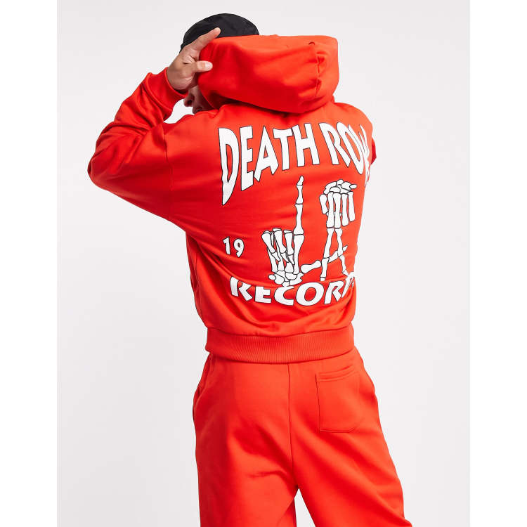 ASOS DESIGN Oversized hoodie met Death Row Records print in rood