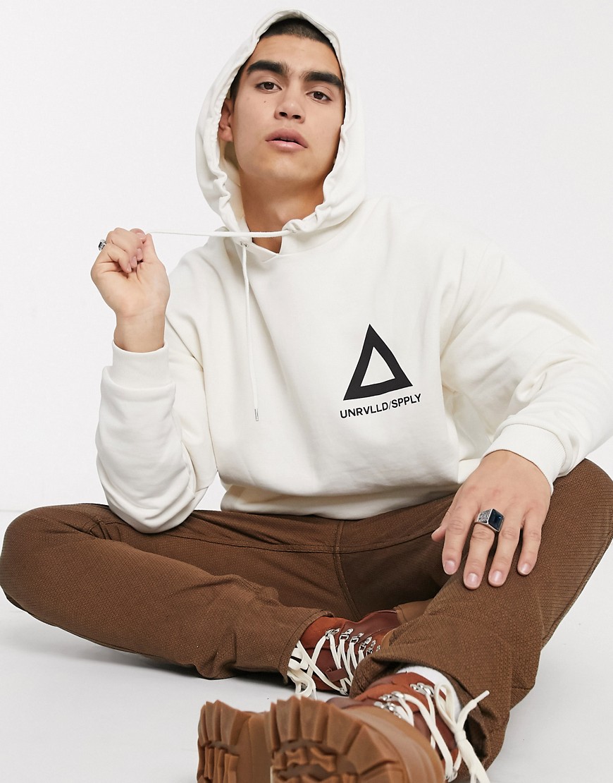 ASOS DESIGN - Oversized hoodie met driehoekprint in wit