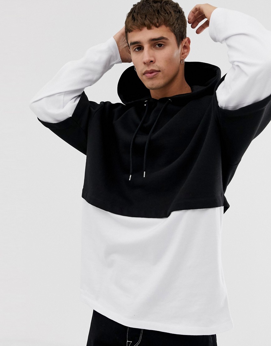 ASOS DESIGN - Oversized hoodie met dubbellaagse mouwen en zoom in zwart