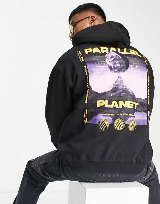 ASOS DESIGN - Oversized hoodie met fotografische print op de achterkant in zwart