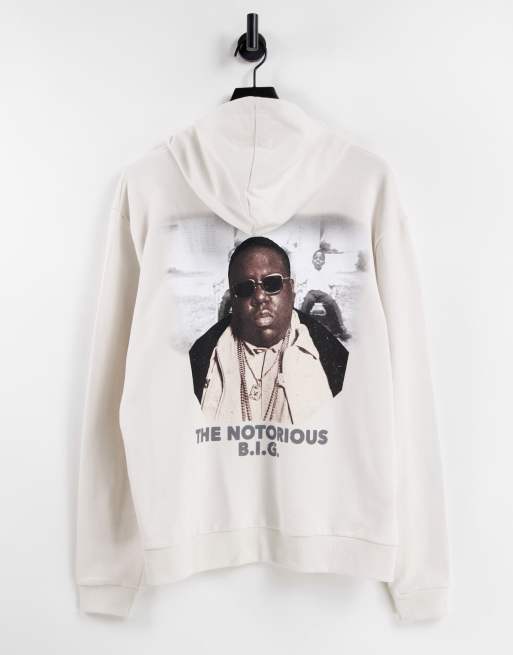 ASOS DESIGN - Oversized hoodie met grafische 'Biggie Smalls' print in grijs