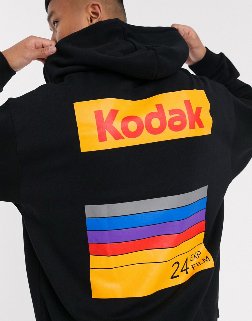 ASOS DESIGN - oversized hoodie met kodak-print op de achterkant in zwart